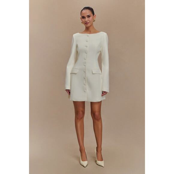 Meshki Dresses & Skirts - Meshki Jolie Boat Neck Suiting Mini Dress - M - Ivory